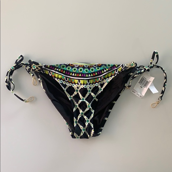 NWT Trina Turk string bikini bottom gold accents